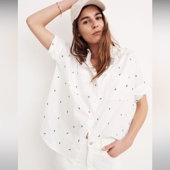 Madewell courier shirt - embroidered cactus - small - Picture 2 of 5